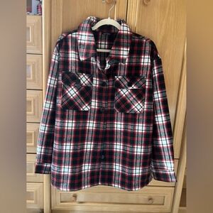 Red and Black Plaid Button-Up Shirt